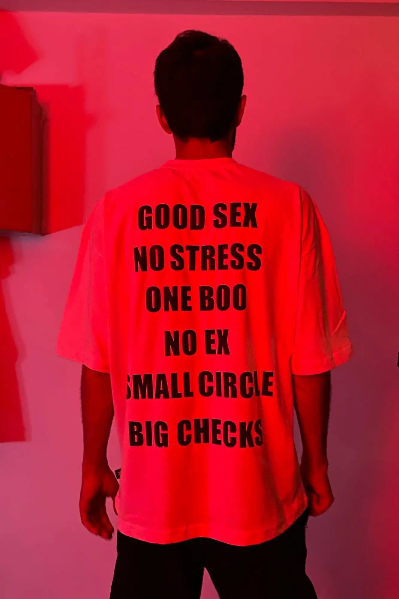 Beyaz Oversize Tişört - Good Sex No Stress | Reflective White Oversize T-shirt.