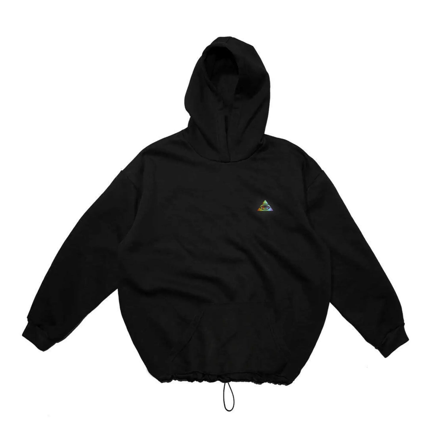 siyah oversize kapüşonlu hoodie – rahat ve modern techno tarzı sweatshirt - streetwear hoodie