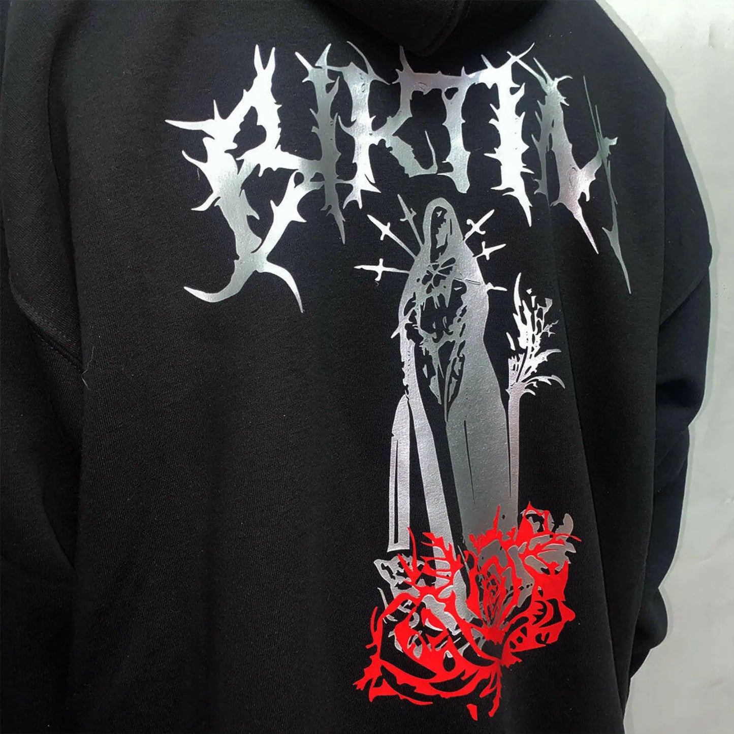 siyah oversize kapüşonlu hoodie – rahat ve modern techno tarzı sweatshirt - streetwear hoodie