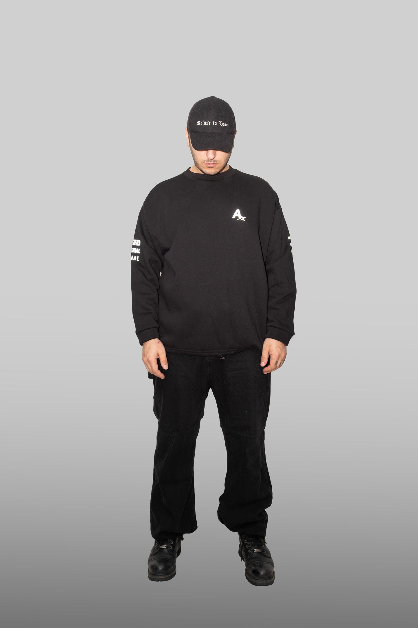 Unisex Siyah Oversize Sweatshirt 'Techno 2026' Limited Edition