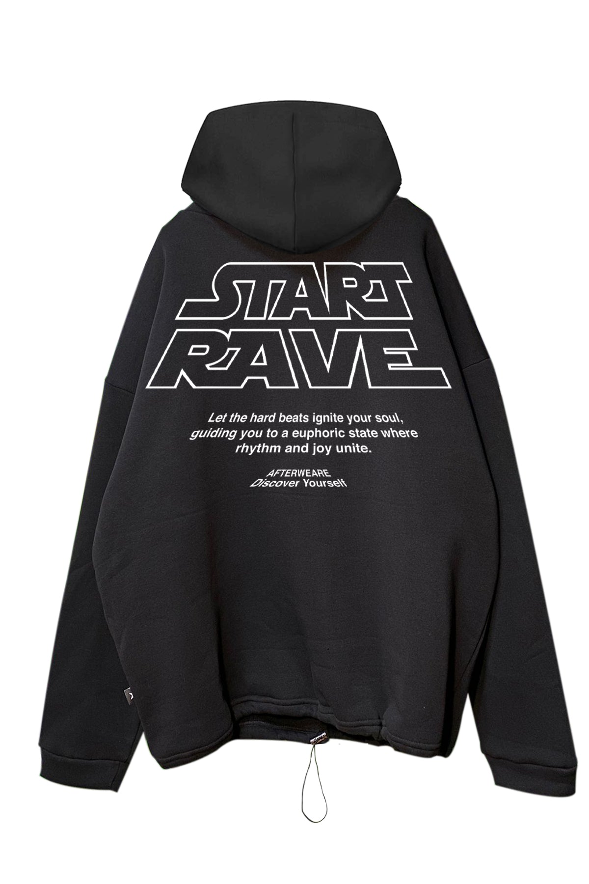 SCHWARZER OVERSIZE-HOODIE „HALLUCINATION“ REFLEKTIEREND