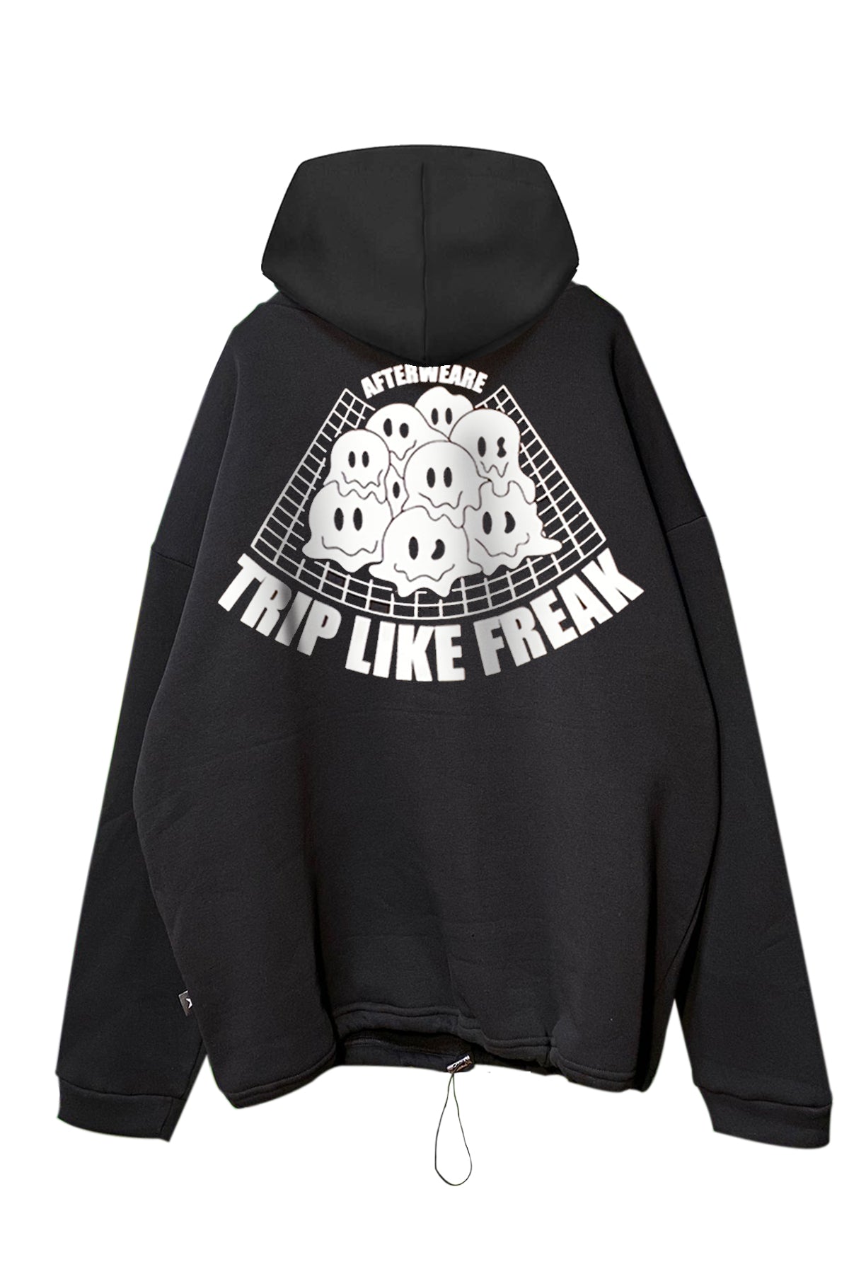 SCHWARZER OVERSIZE-HOODIE „HALLUCINATION“ REFLEKTIEREND