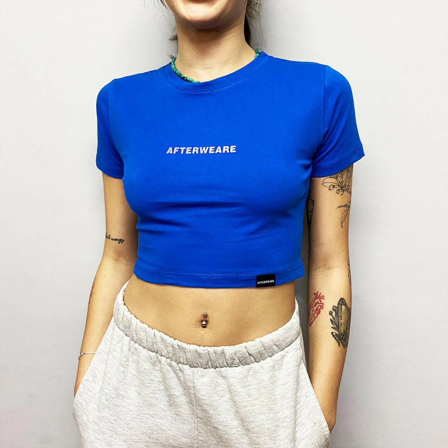 Mavi Crop Tişört - THE KIDS WANT TECHNO | Reflective Blue Crop T-shirt - CROP TOP