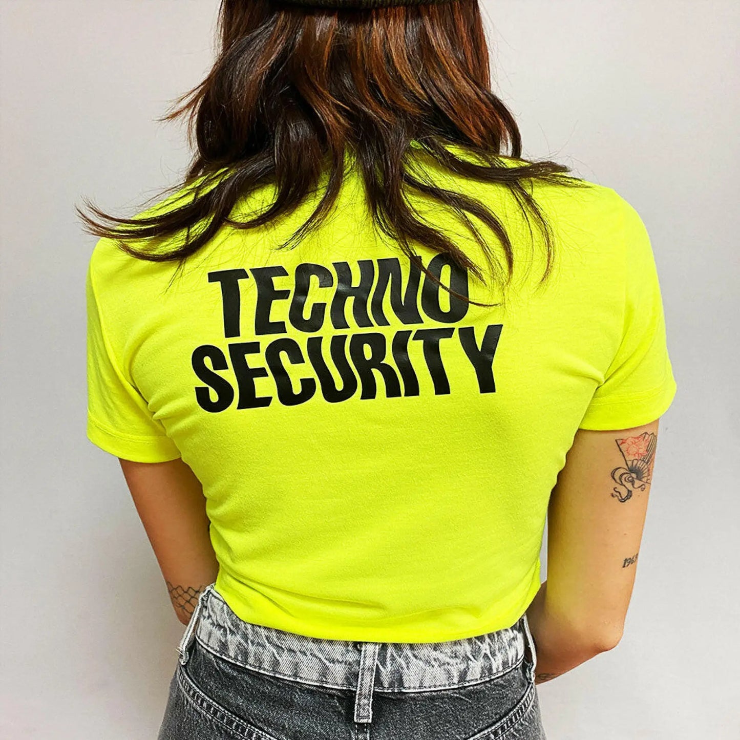 Reflektör baskılı Neon Sarı crop tişört - reflective print Neon Yellow crop top
