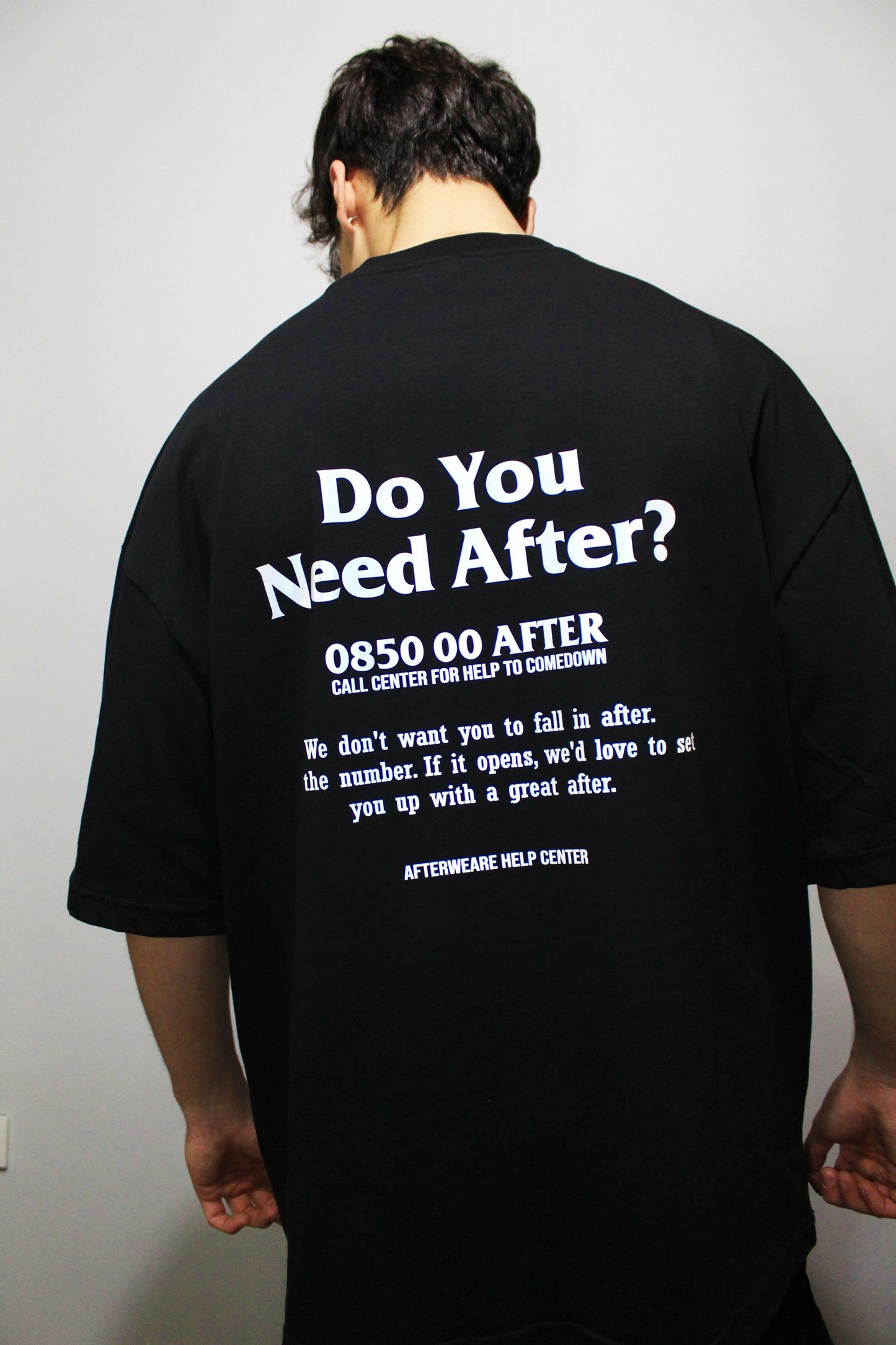 OVERSIZE BLACK T-SHIRT ’DO YOU NEED AFTER’ REFLECTIVE - FREEDOM OVERSIZED