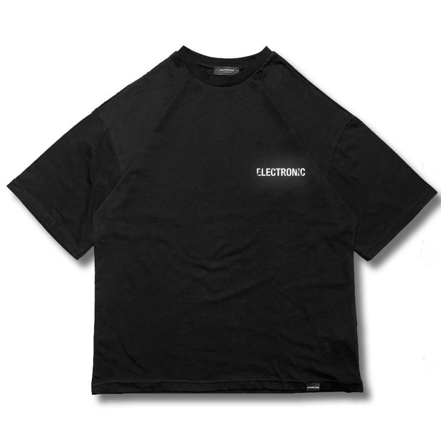 OVERSIZE BLACK T-SHIRT ’ELECTRONIC’ REFLECTIVE - FREEDOM OVERSIZED