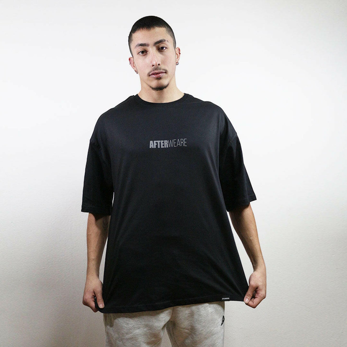 OVERSIZE BLACK T-SHIRT ’HARDCORE MOTHERFUCKER’ REFLECTIVE - FREEDOM OVERSIZED
