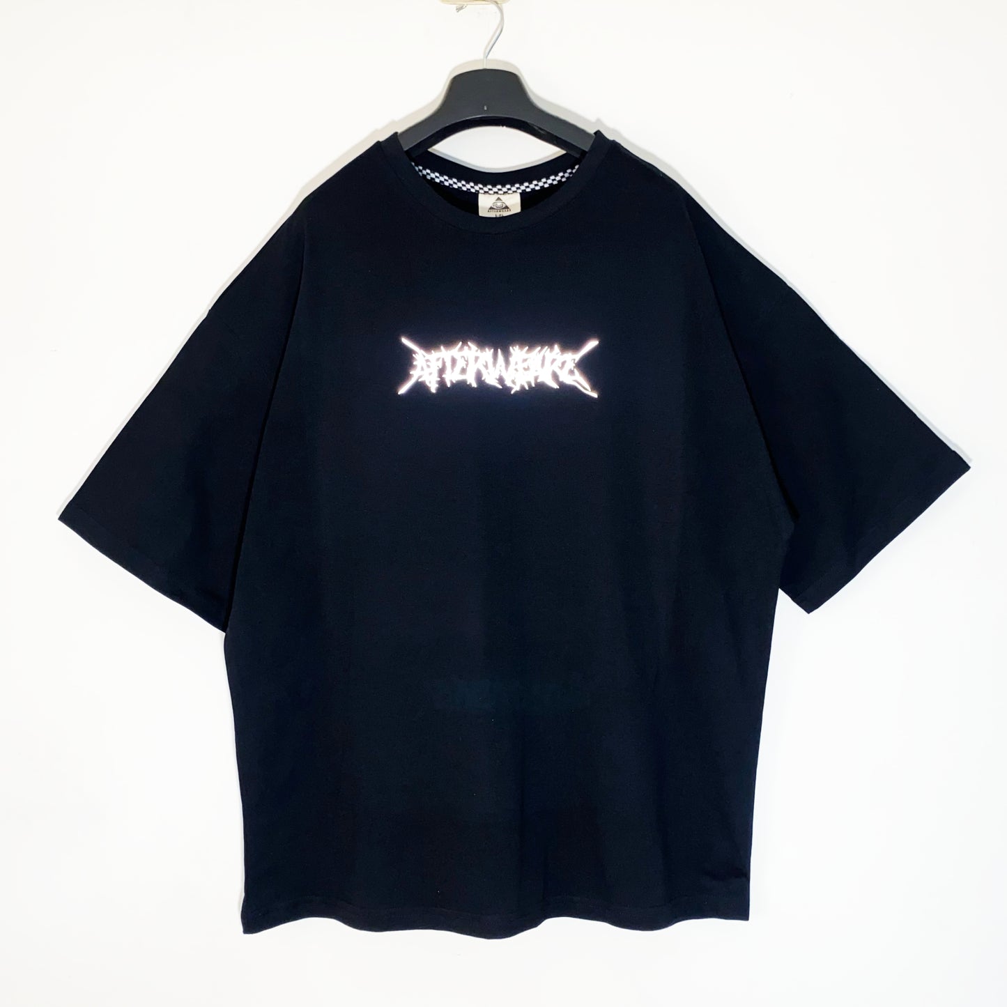 OVERSIZE BLACK T-SHIRT ’TRIBAL HARDCORE MOTHERFUCKER’ REFLECTIVE - FREEDOM OVERSIZED