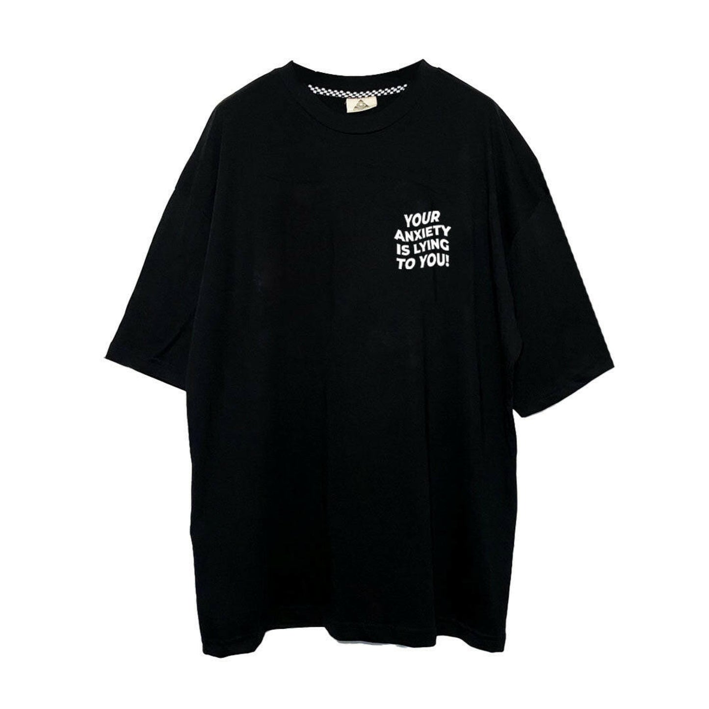 OVERSIZE BLACK T-SHIRT ’YOUR ANXIETY IS LYING TO YOU!’ REFLECTIVE - FREEDOM OVERSIZED