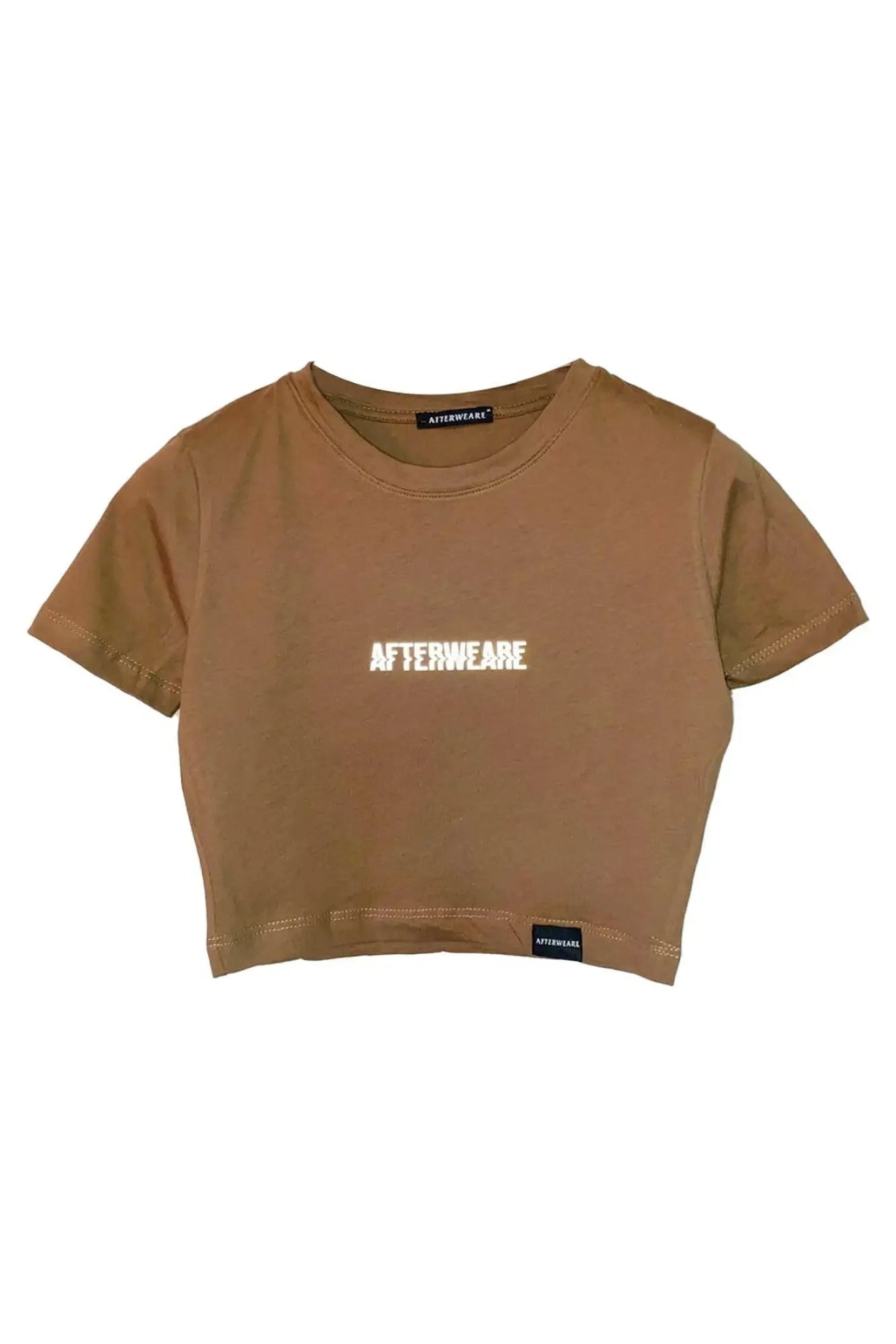 Reflektör Baskılı Kahve Crop Tişört - Where is My Mind? | Brown Crop T-shirt.