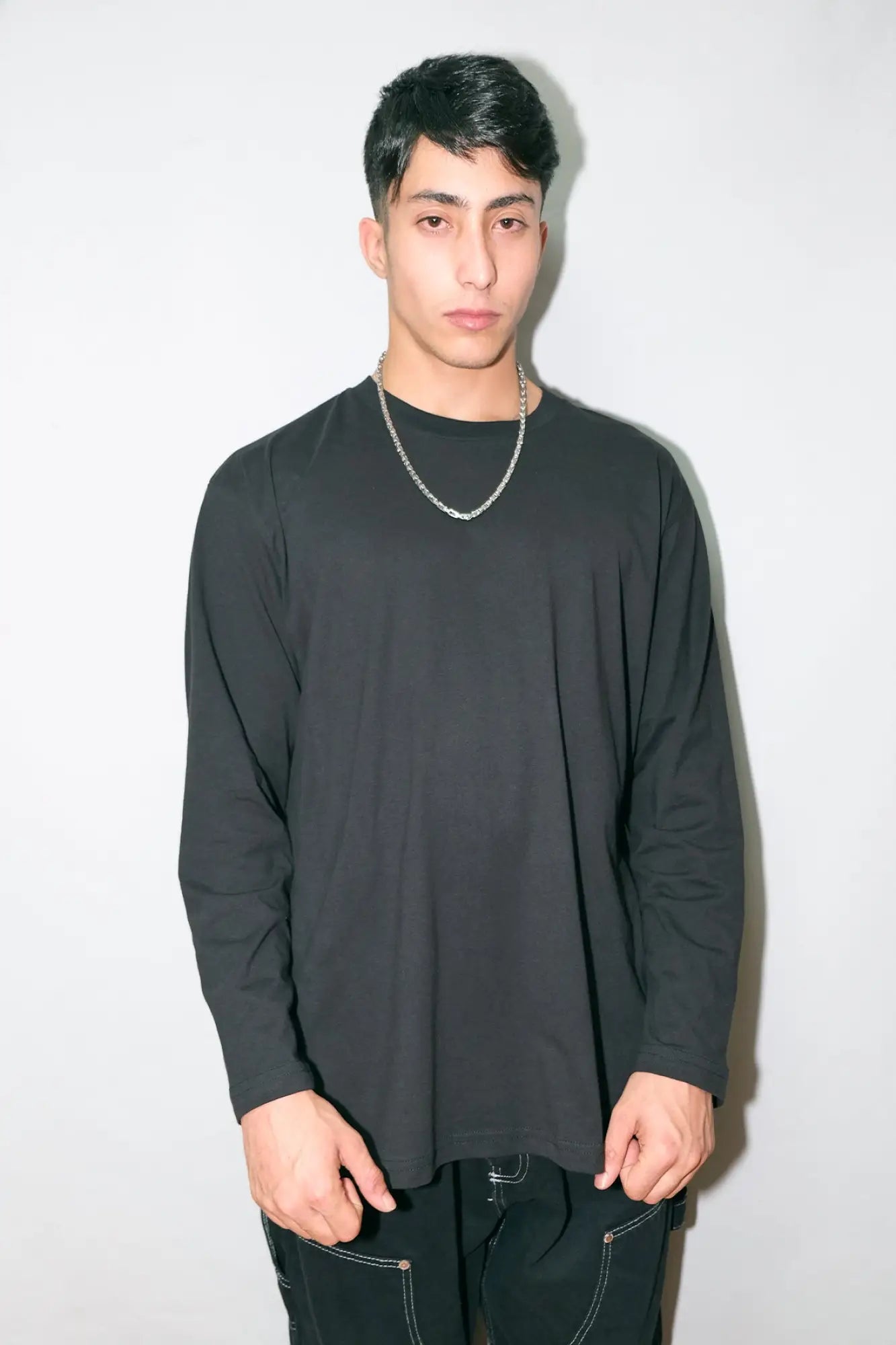 Relaxed Fit Siyah Uzun Kollu Tişört 'GOOD SEX NO STRESS' Reflective Black Long Sleeve T-shirt.