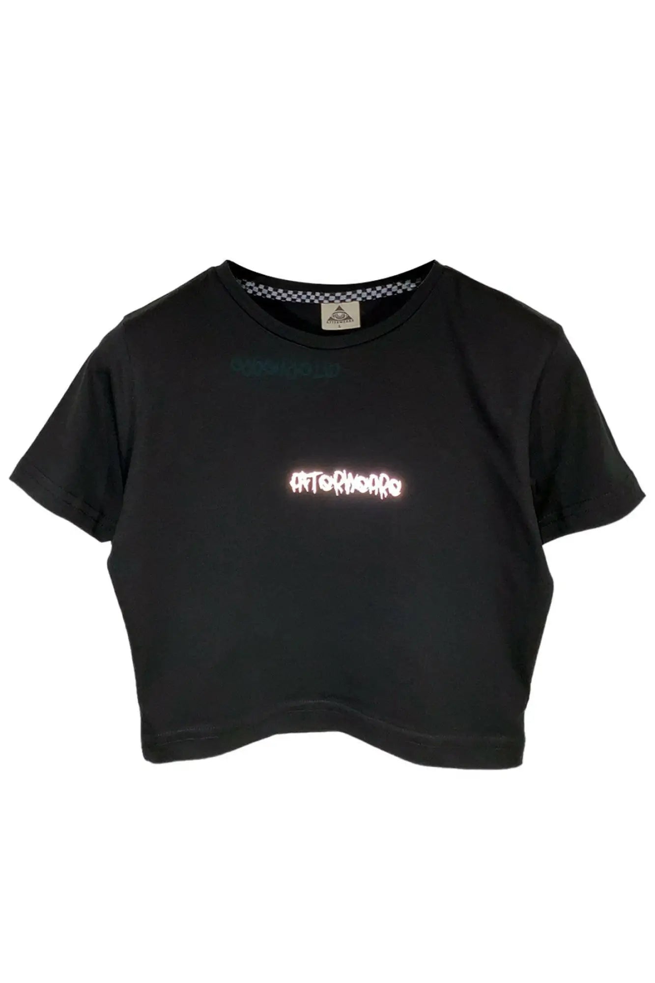 Siyah Crop Tişört - Dance With The Devil | Reflective Black Crop T-shirt.