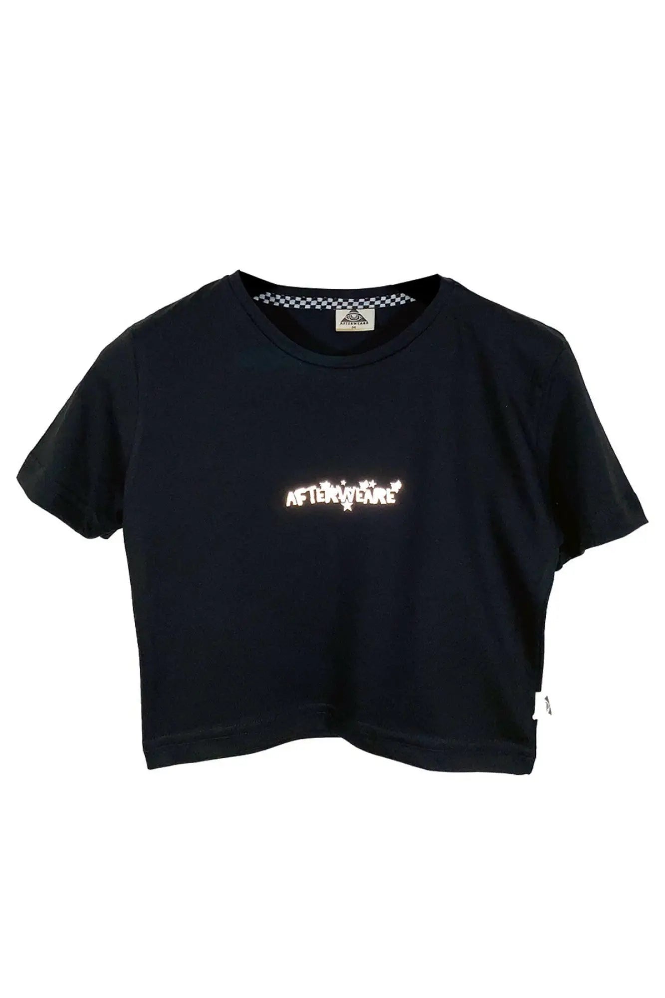 Siyah Crop Tişört - FREAK | Reflective Print Black Crop T-shirt.