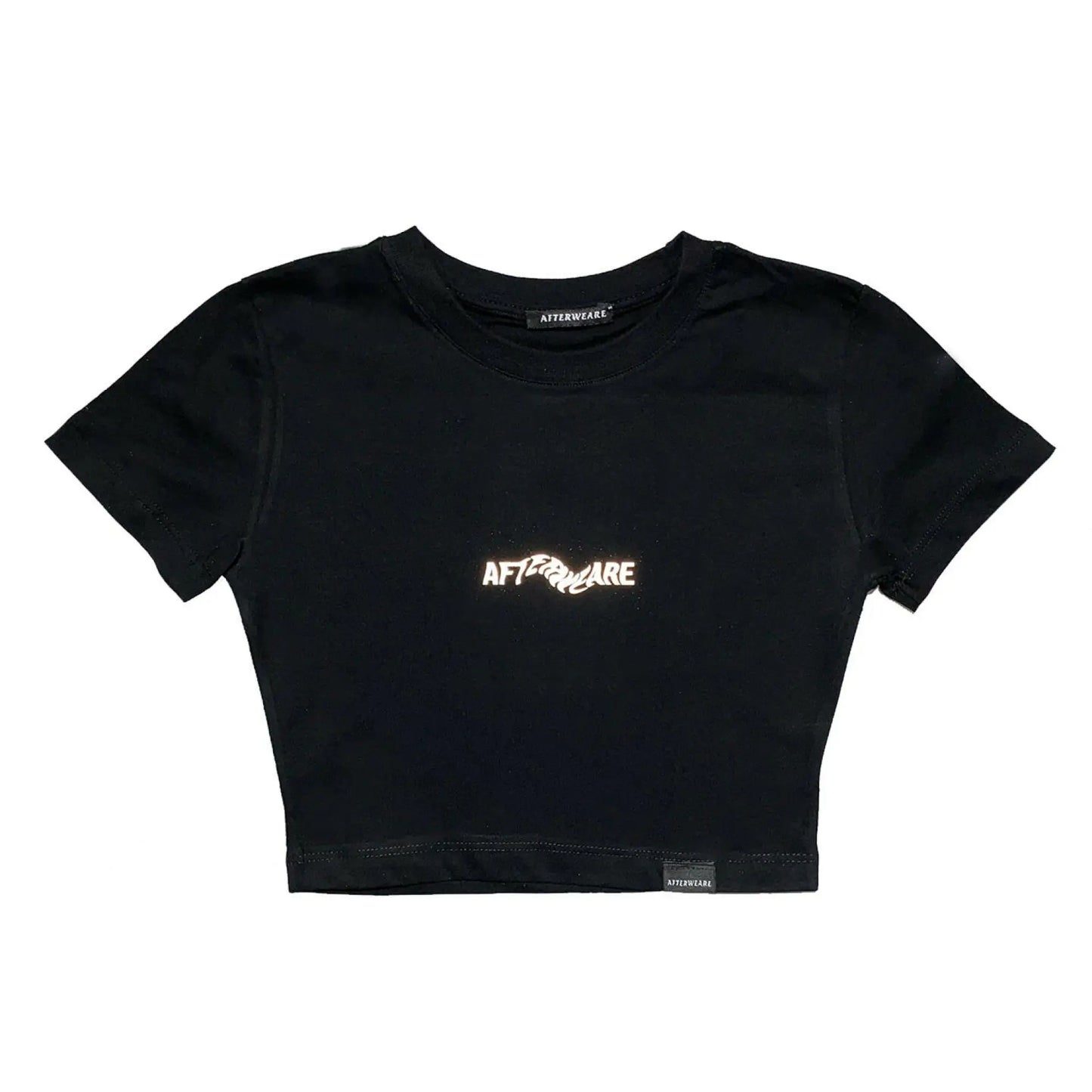 Siyah Crop Tişört - TECHNO REVOLUTION | Reflective Black Crop T-shirt - CROP TOP