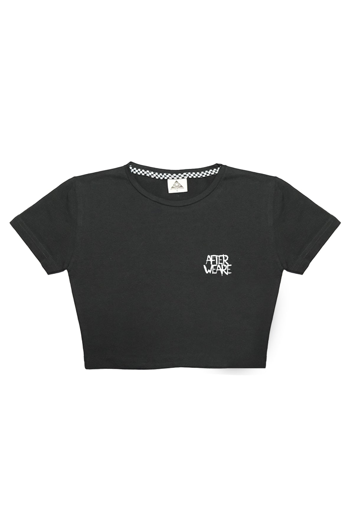 fuck normal i want magic baskılı siyah crop tişört görseli, techno temalı kadın giyim tasarımı.