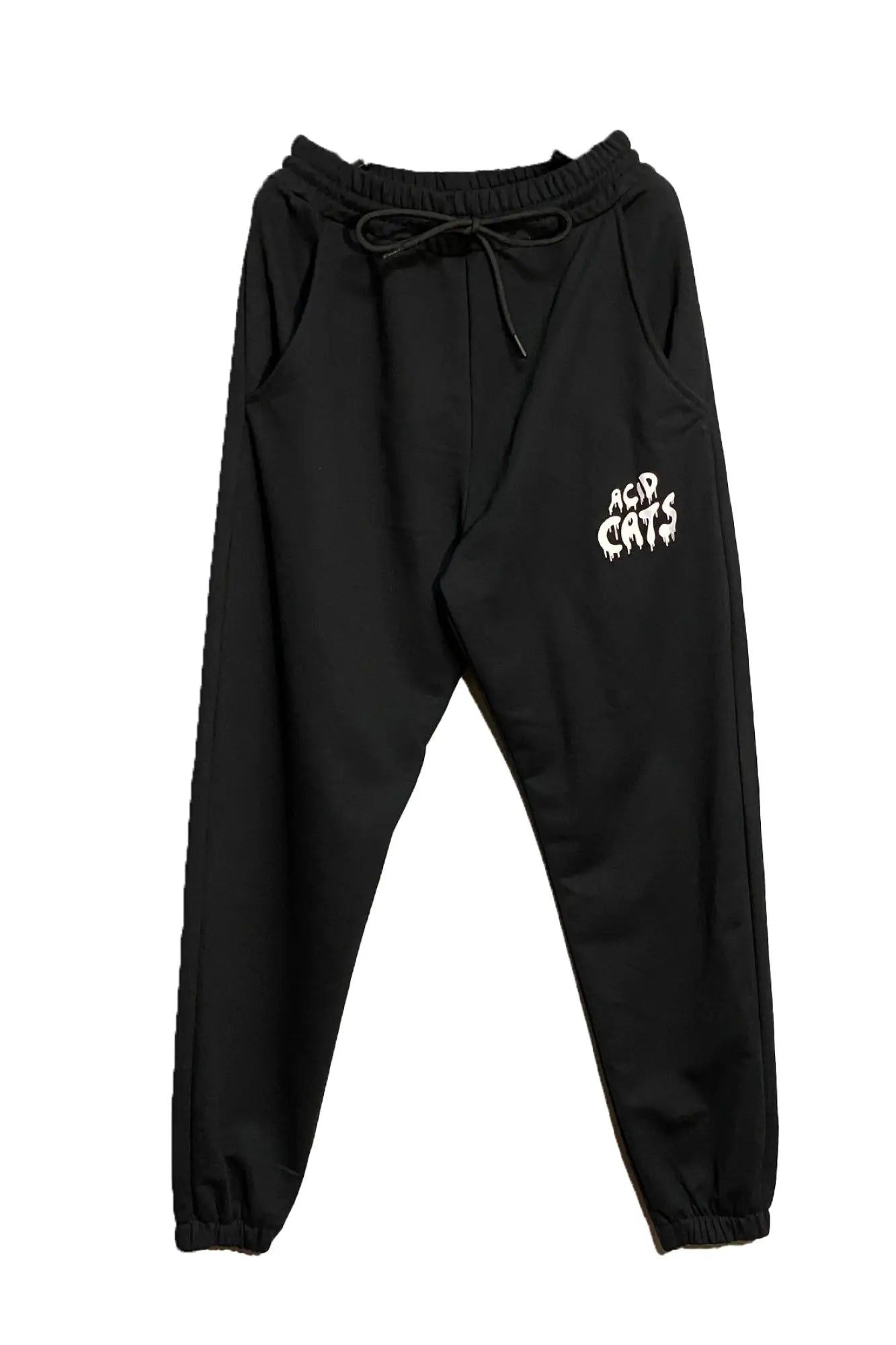 Siyah Eşofman Altı Acid Cats - Unisex Rahat ve Şık Günlük Giyim.