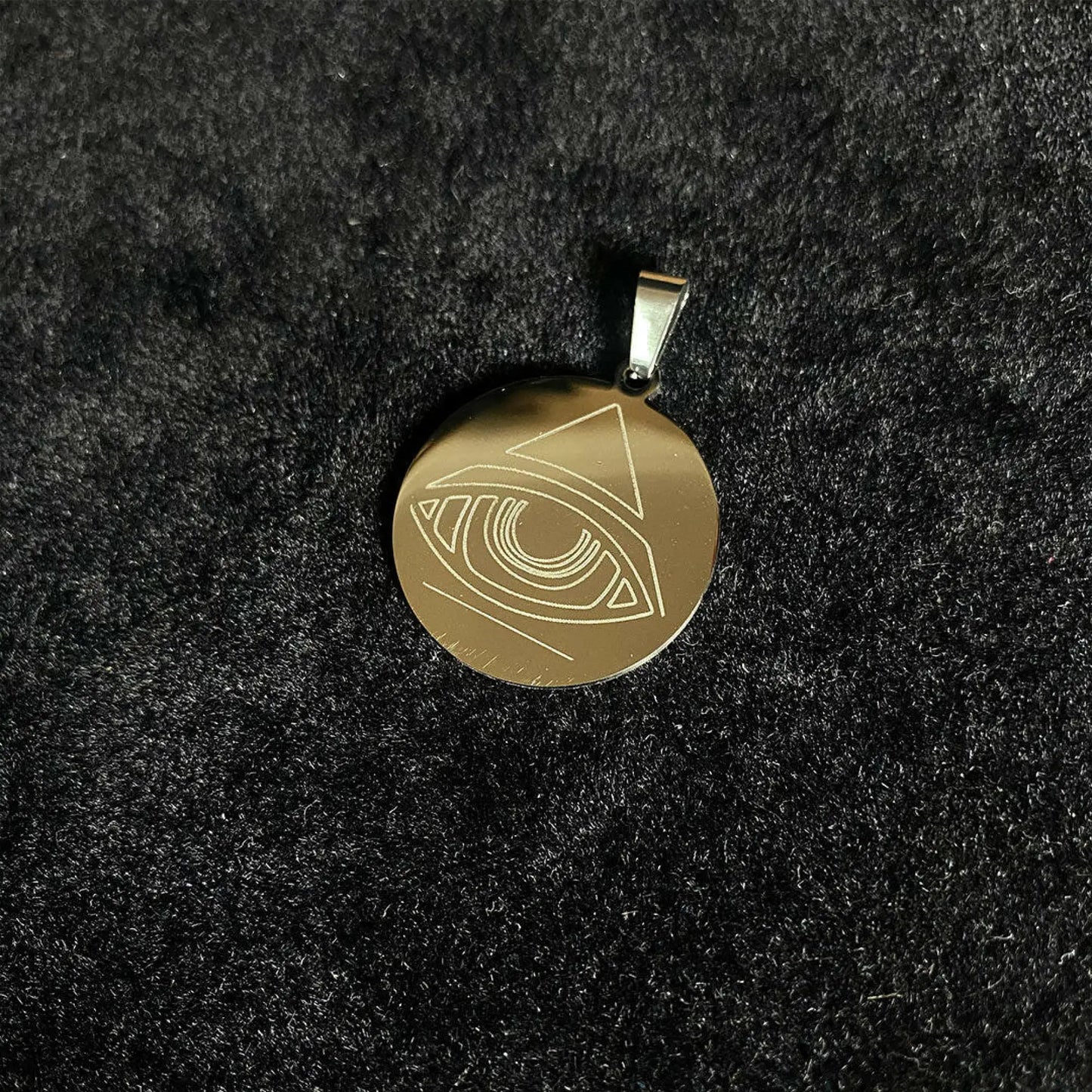 Siyah Kolye Ucu - Pyramid Eye - Steel Pendant - STEEL - AKSESUAR