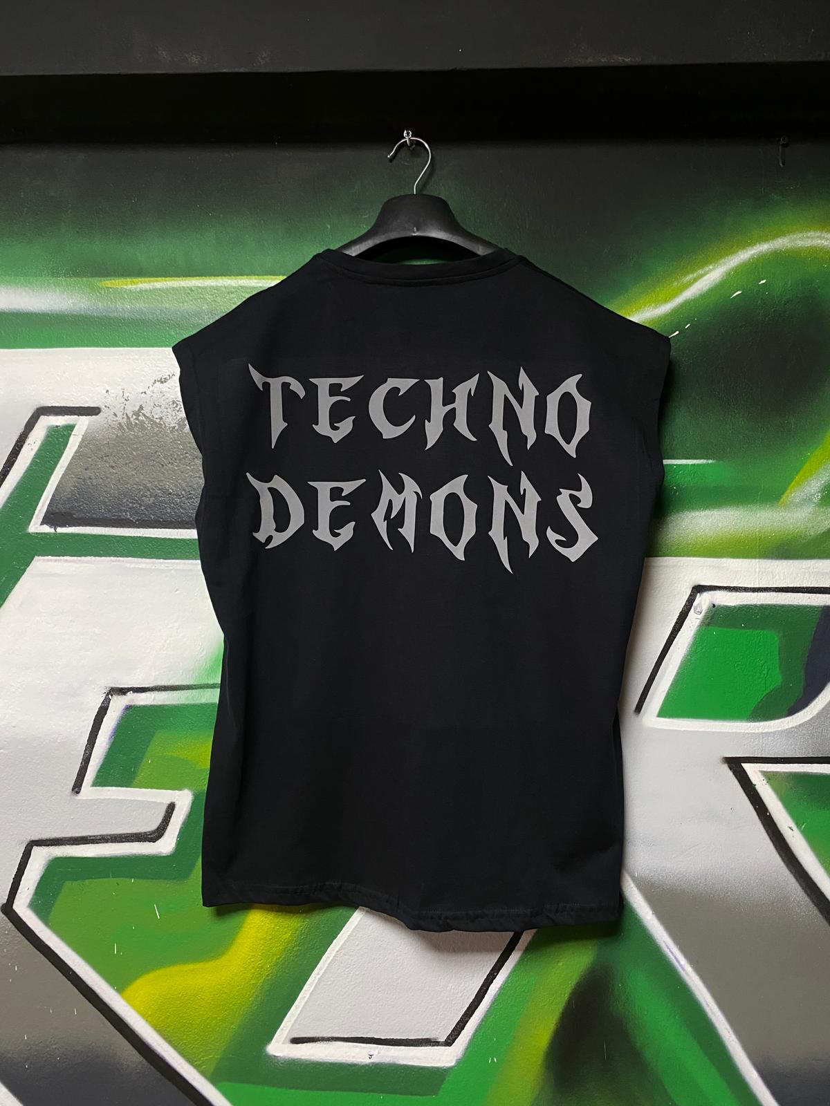 Kolsuz Tişört Üst Sporcu Atlet - Techno Demons | Reflective Sleeveless Top