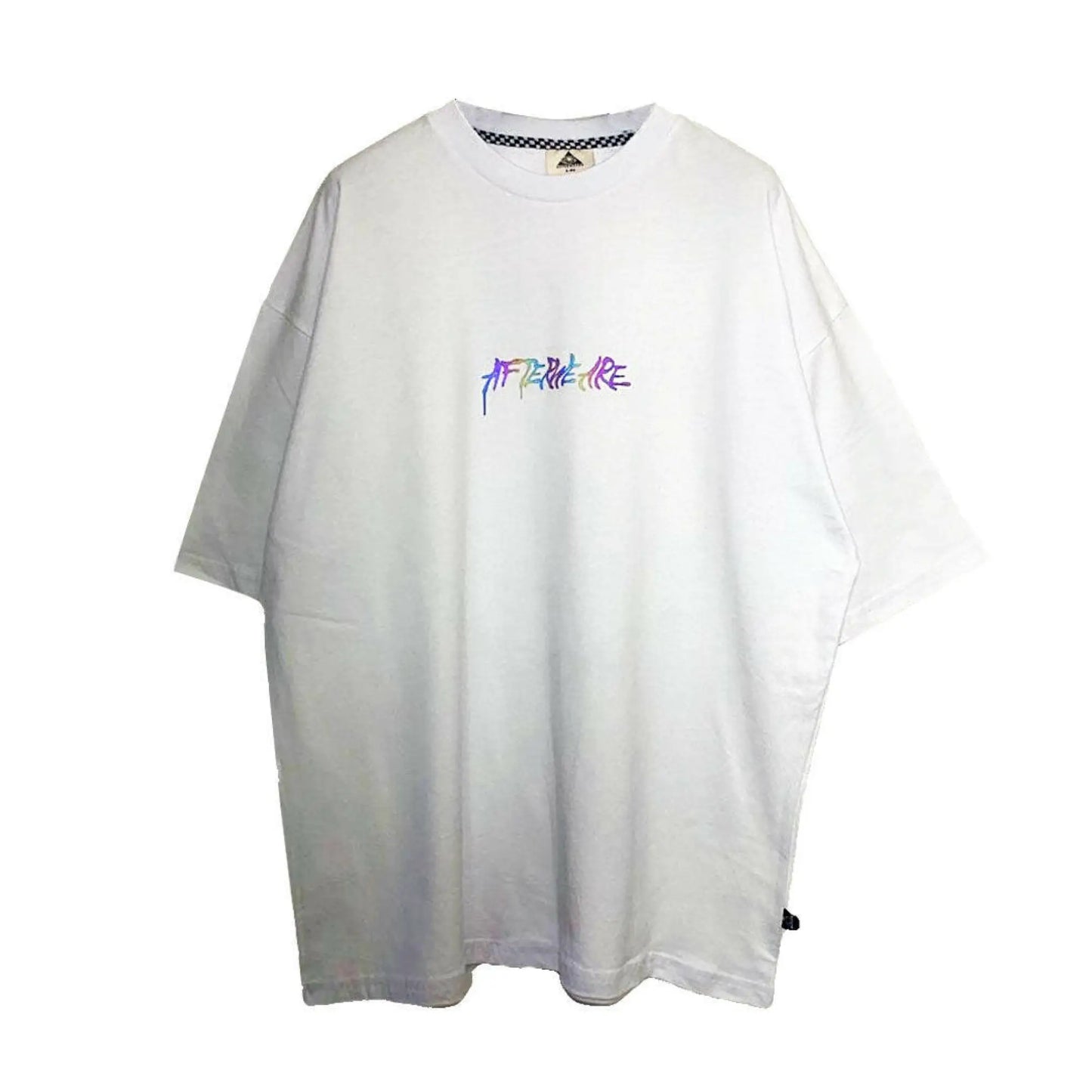 WHITE OVERSIZE T-SHIRT 'ACID CHAIN' RAINBOW REFLECTIVE.
