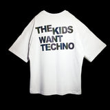WHITE OVERSIZE T-SHIRT 'THE KIDS WANT TECHNO' RAINBOW REFLECTIVE