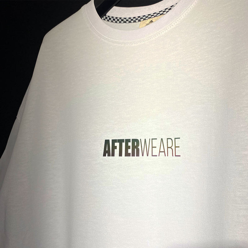 OUTLET - WHITE OVERSIZE T-SHIRT 'HARDCORE MOTHERFUCKER' RAINBOW REFLECTIVE