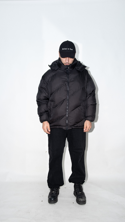 Kapüşonlu Erkek Siyah Şişme Mont