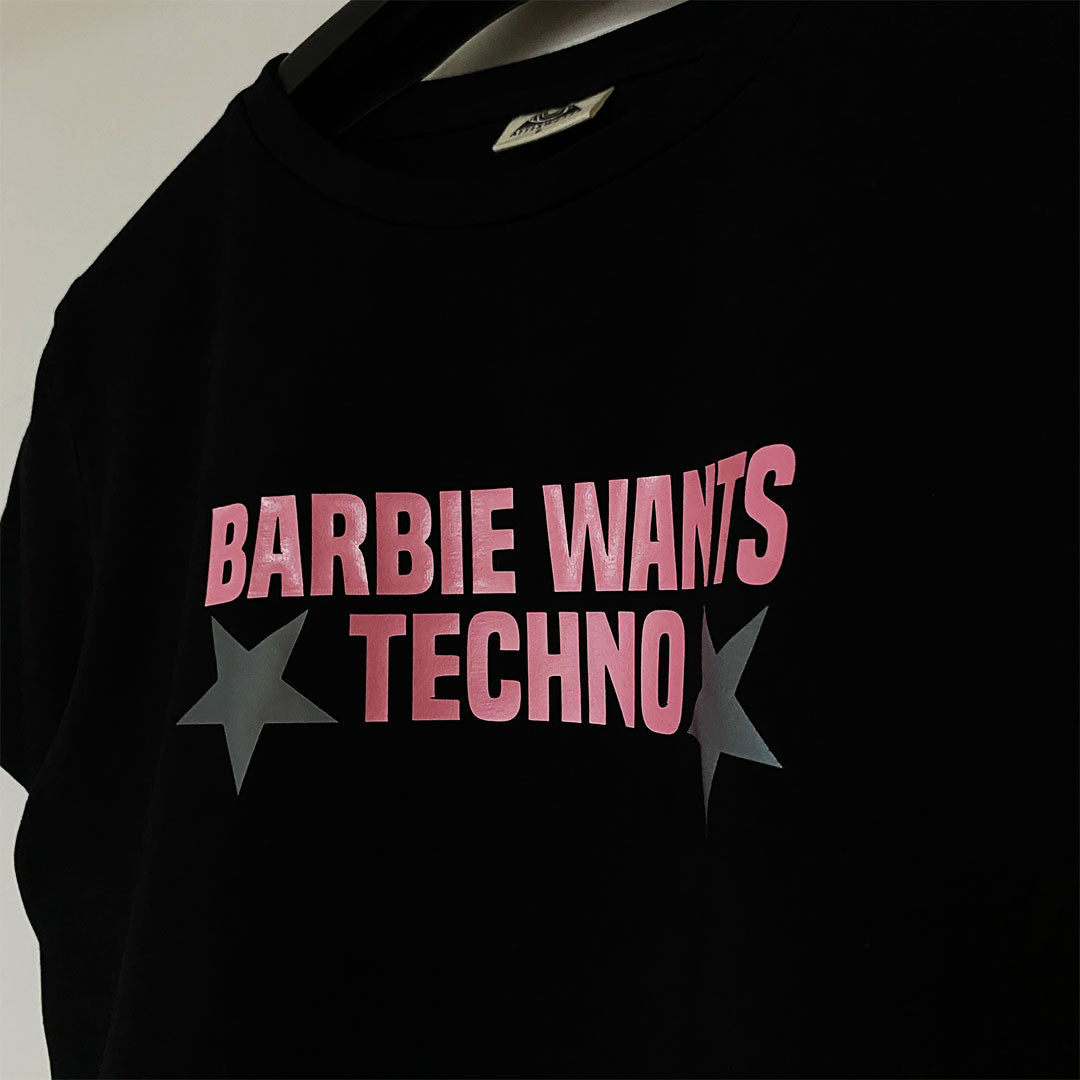 barbie tshirt, barbie wants techno, barbie crop tshirt