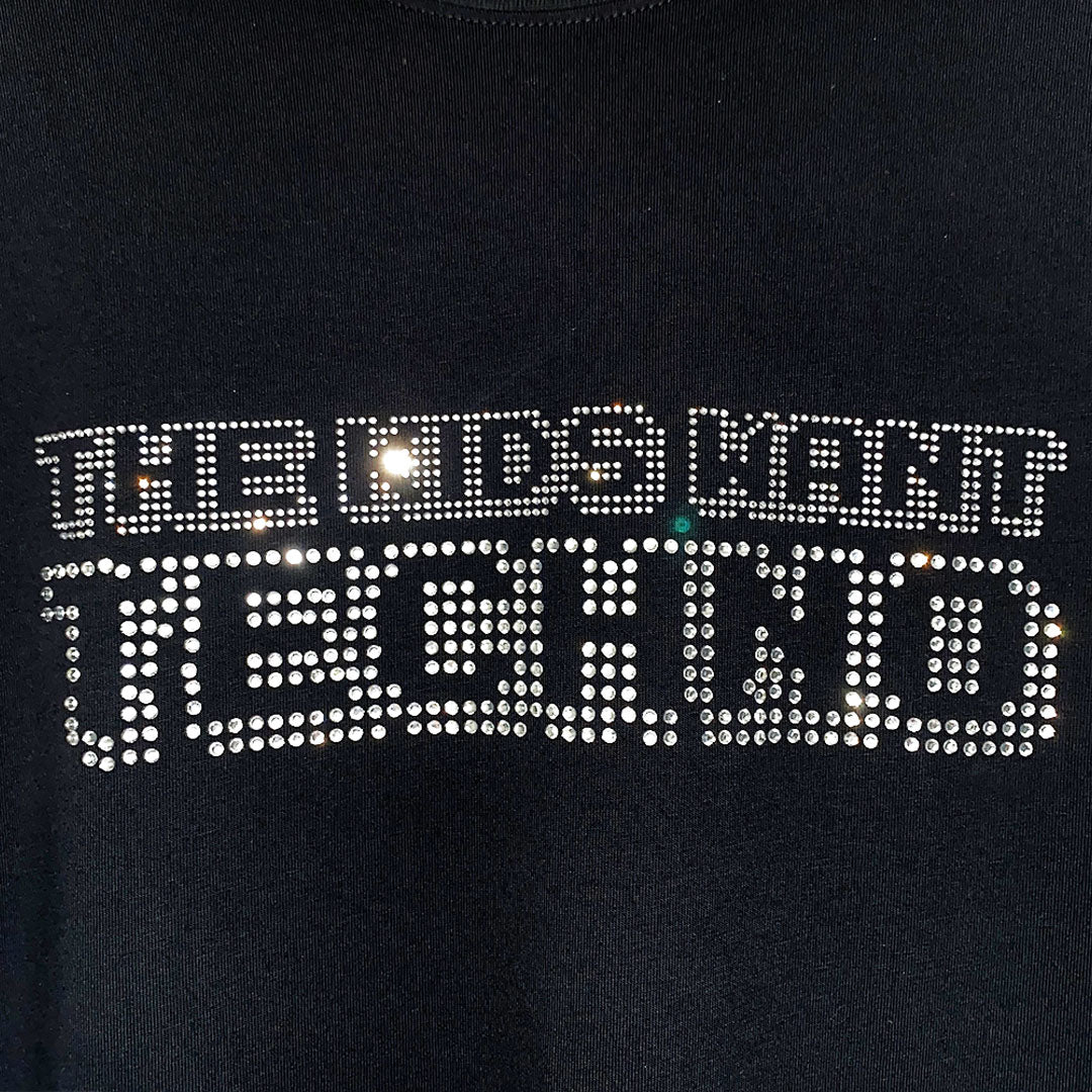 BLACK OVERSIZE T-SHIRT 'THE KIDS WANT TECHNO' CRYSTAL LIMITED