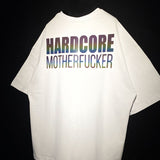 OUTLET - WHITE OVERSIZE T-SHIRT 'HARDCORE MOTHERFUCKER' RAINBOW REFLECTIVE