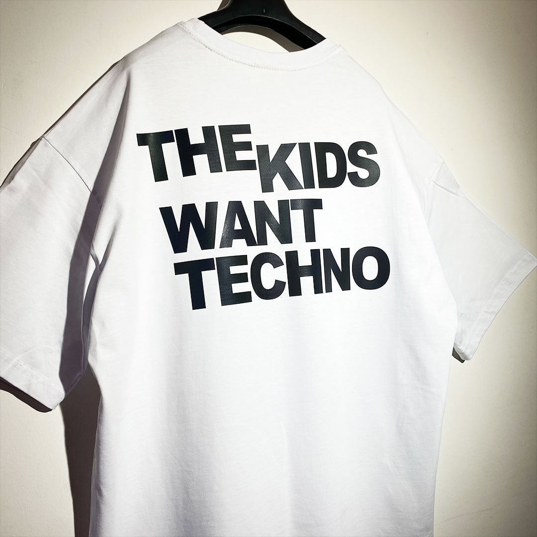 WHITE OVERSIZE T-SHIRT 'THE KIDS WANT TECHNO' RAINBOW REFLECTIVE