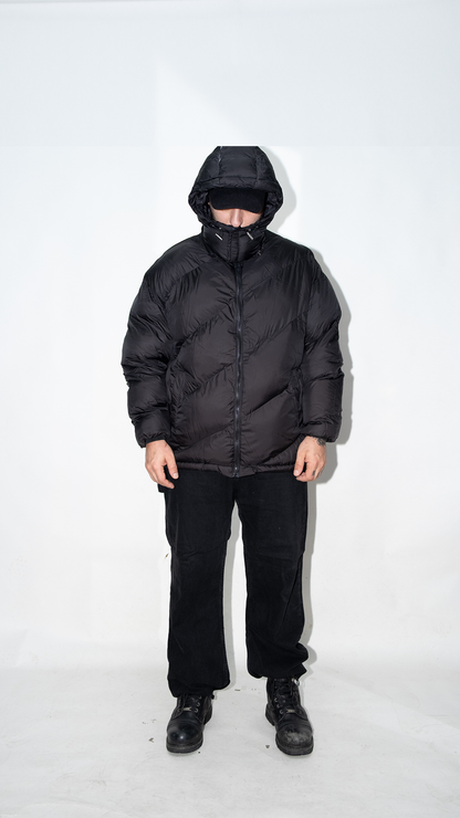 Kapüşonlu Erkek Siyah Şişme Mont