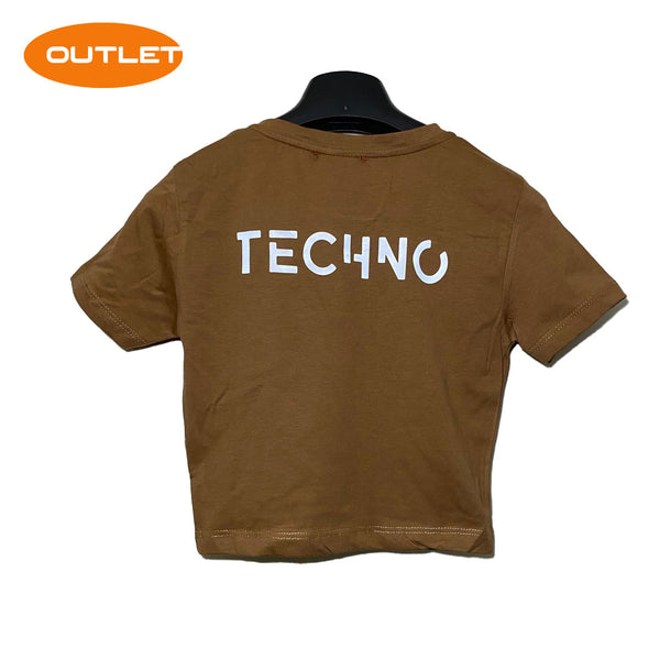 OUTLET - BROWN CROP TEE TECHNO IS BACK