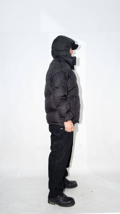 Kapüşonlu Erkek Siyah Şişme Mont