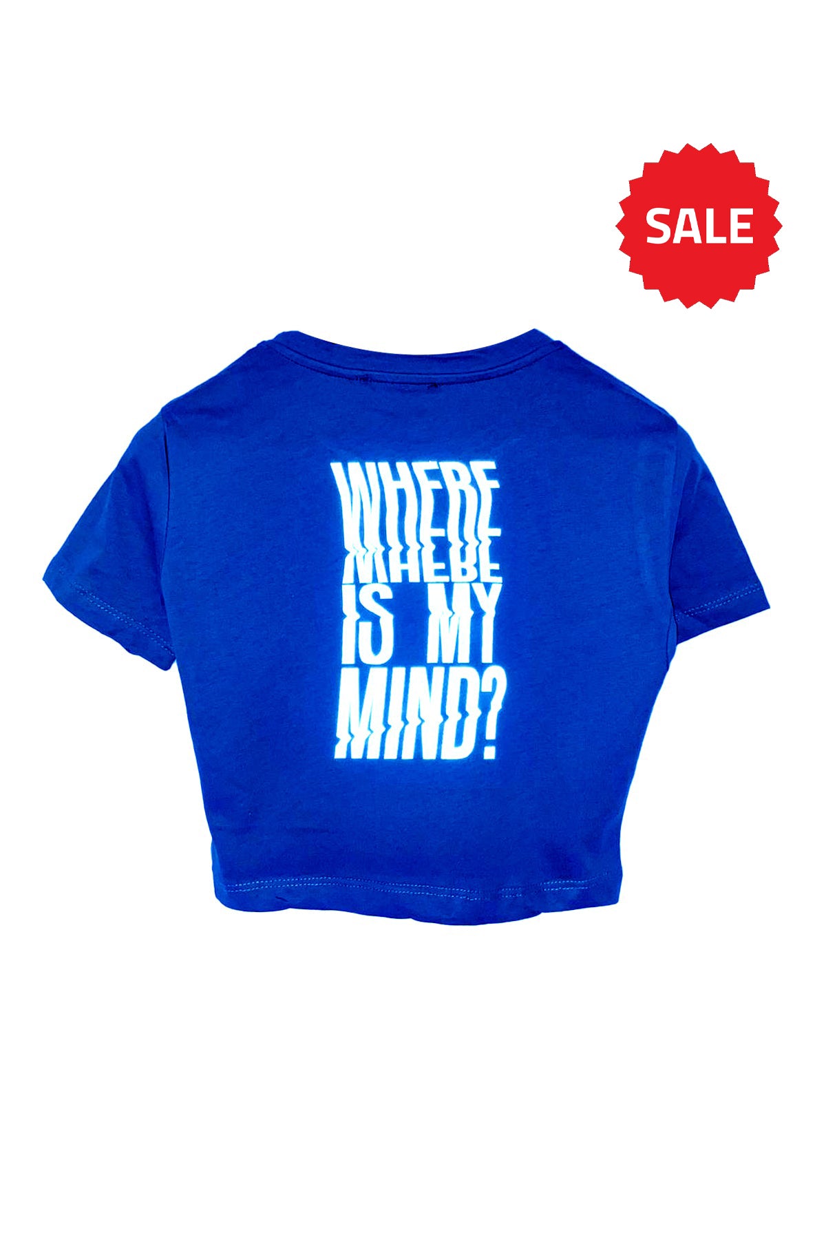 Reflektör Baskılı Mavi Crop Tişört - Where is My Mind? | Blue Crop T-shirt.