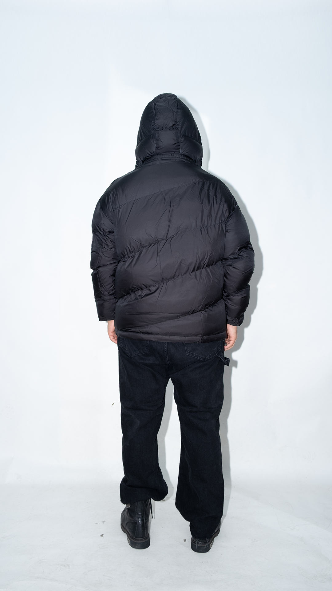 Kapüşonlu Erkek Siyah Şişme Mont