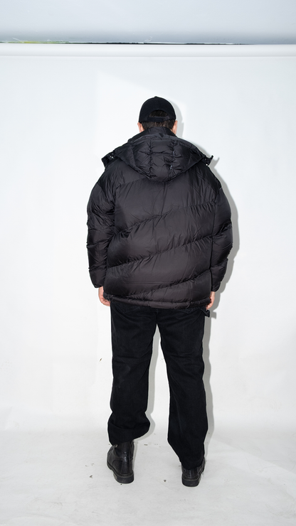 Kapüşonlu Erkek Siyah Şişme Mont