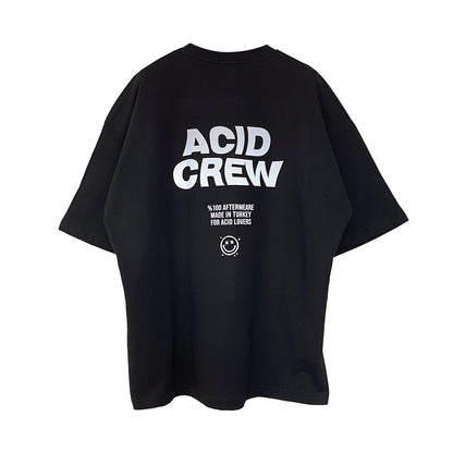 OVERSIZE BLACK T-SHIRT 'ACID CREW' REFLECTIVE