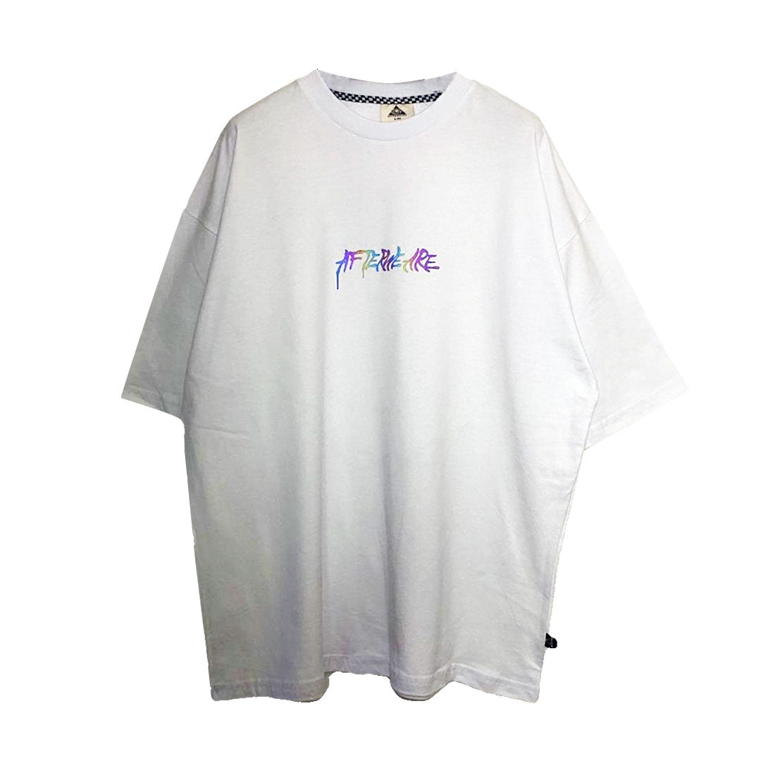 WHITE OVERSIZE T-SHIRT 'ACID CHAIN' RAINBOW REFLECTIVE