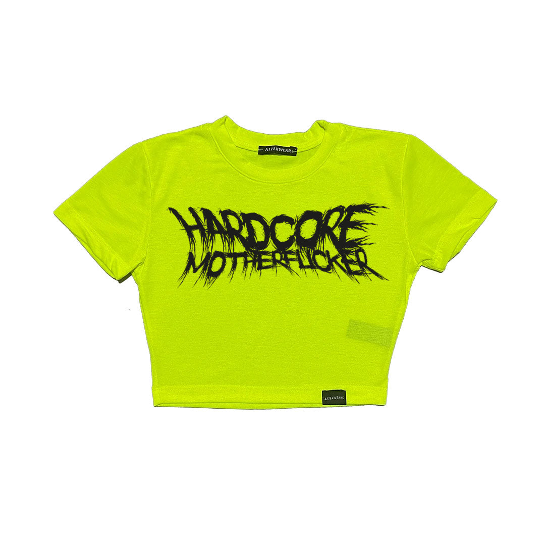 Reflektör baskılı Neon Sarı crop tişört -  reflective print Neon Yellow crop top