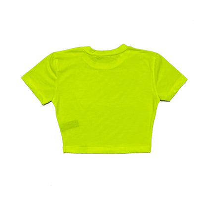 Reflektör baskılı Neon Sarı crop tişört -  reflective print Neon Yellow crop top