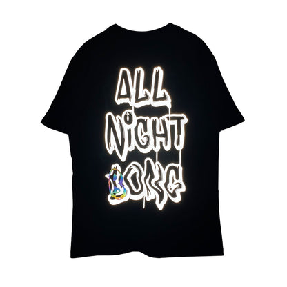 OVERSIZE BLACK T-SHIRT 'ALL NIGHT BLONG' REFLECTIVE.