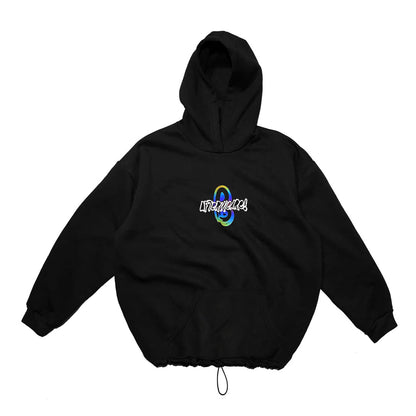 BLACK OVERSIZE HOODIE 'ALL NIGHT BONG' REFLECTIVE.