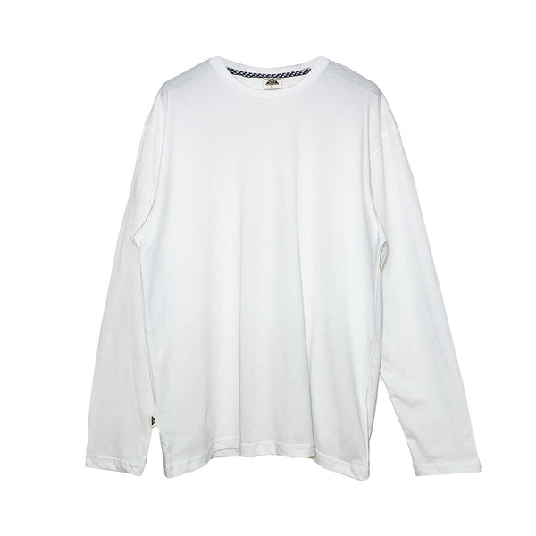 RELAXED FIT BASIC WHITE LONG SLEEVE TEE
