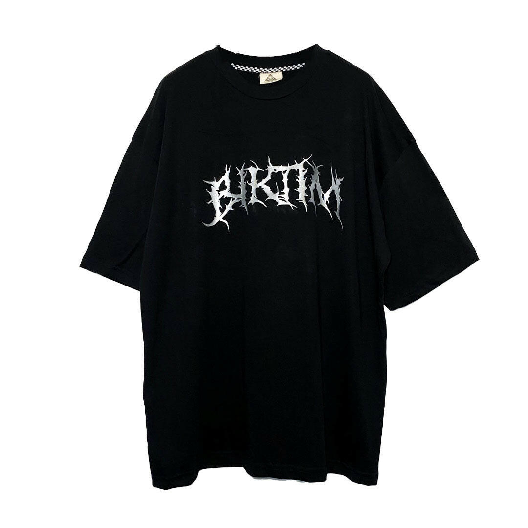 BLACK OVERSIZE T-SHIRT 'BIKTIM' REFLECTIVE.