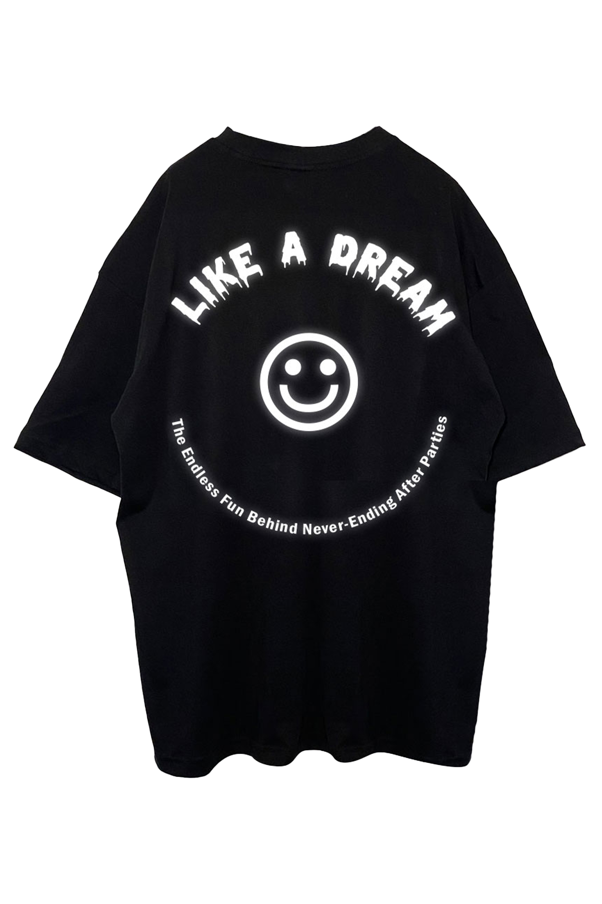 OVERSIZE BLACK T-SHIRT 'LIKE A DREAM' REFLECTIVE