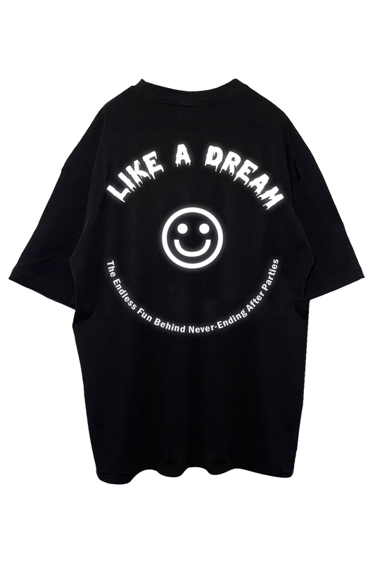 OVERSIZE BLACK T-SHIRT 'LIKE A DREAM' REFLECTIVE