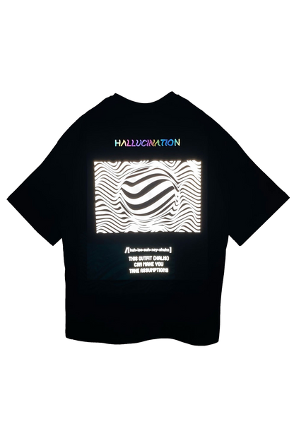 OVERSIZE BLACK T-SHIRT 'HALLUCINATION' REFLECTIVE