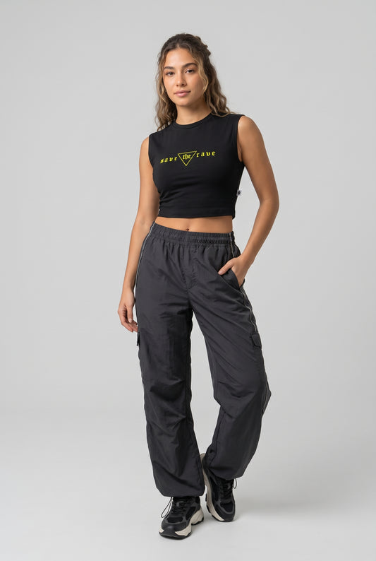 Siyah Crop Top Üst | Save The Rave