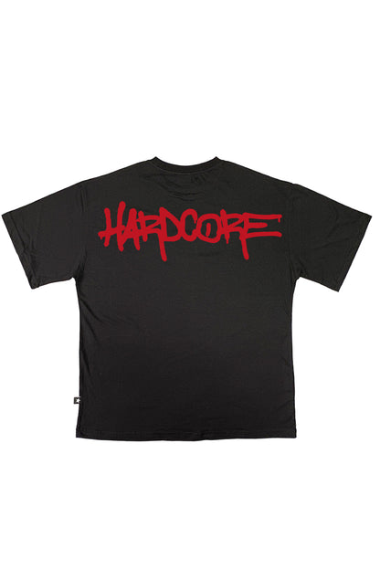 Oversize Black T-shirt 'Hardcore' Oversize Siyah Tişört