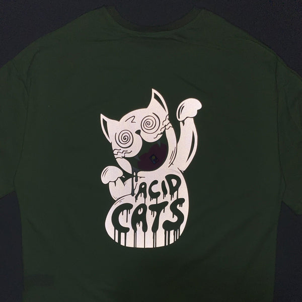 OUTLET - GRÜNES OVERSIZE-T-SHIRT „ACID CATS“